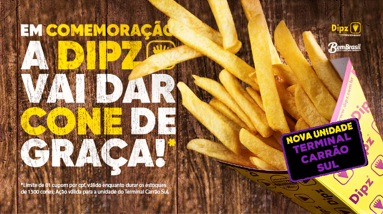 1 CONE GRÁTIS NA INAUGURAÇÃO DA DIPZ CARRÃO SUL!