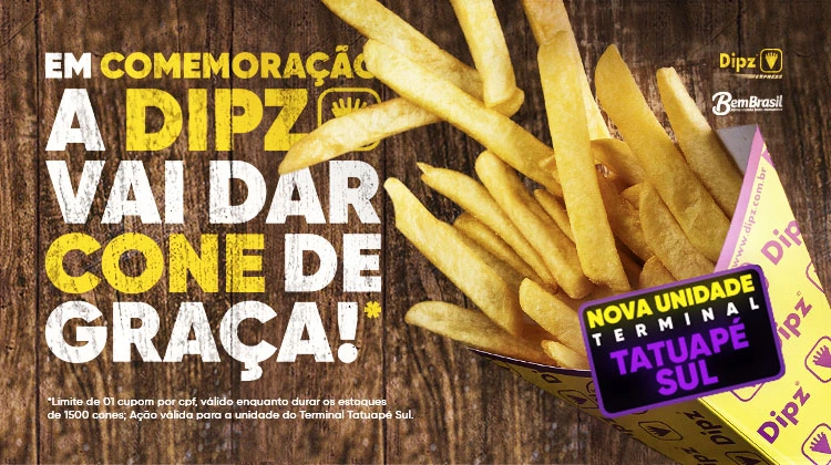 1 CONE PROMOCIONAL GRÁTIS NA INAUGURAÇÃO DA DIPZ TERMINAL TATUAPÉ SUL!